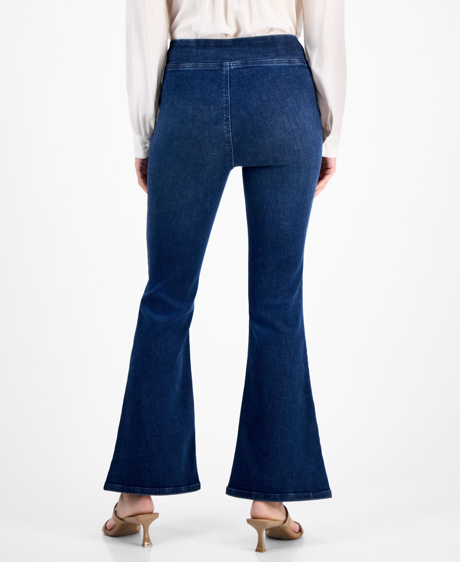 Petite Flared-Leg Pull-On Jeans
