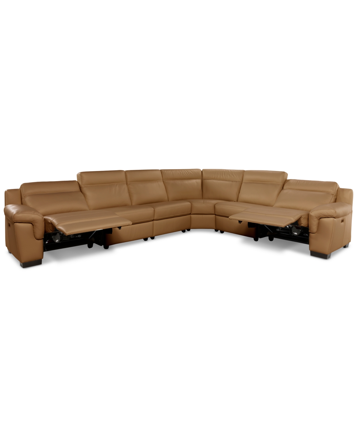 Macy's Julius Ii 6-pc. Leather L Sectional With 2 Power Recliners,  Exclusive In Brown