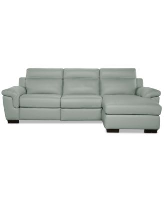 Julius II 3-Pc. Leather Chaise Sectional with 2 Power Recliners, Macy's Exclusive