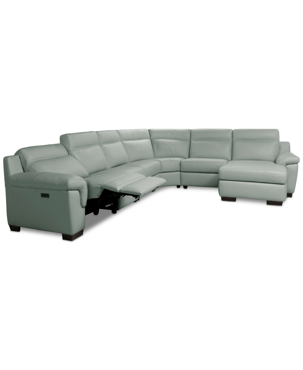 Macy's Julius Ii 6-pc. Leather Chaise Sectional With 1 Power Recliner,  Exclusive In Gray