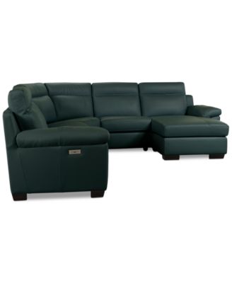 Julius II 5-Pc. Leather Chaise Sectional with 1 Power Recliner, Macy's Exclusive
