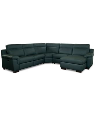 Julius II 5-Pc. Leather Chaise Sectional with 2 Power Recliners, Macy's Exclusive