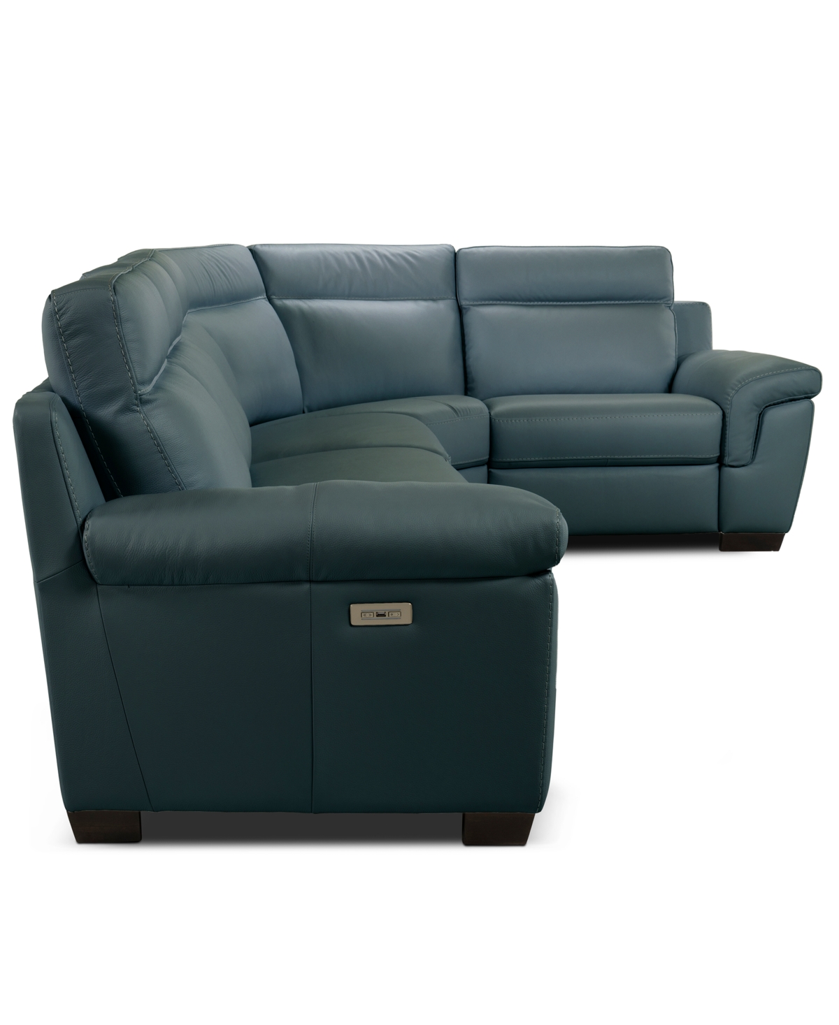 Macy's Julius Ii 5-pc. Leather L Sectional With 3 Power Recliners,  Exclusive In Blue