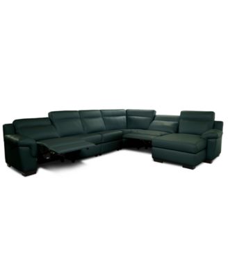 Julius II 6-Pc. Leather Chaise Sectional with 2 Power Recliners, Macy's Exclusive