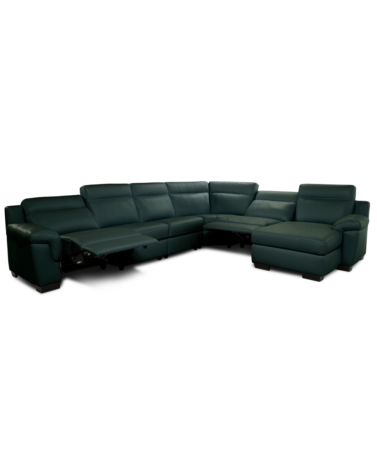 Macy's Julius Ii 6-pc. Leather Chaise Sectional With 2 Power Recliners,  Exclusive In Blue