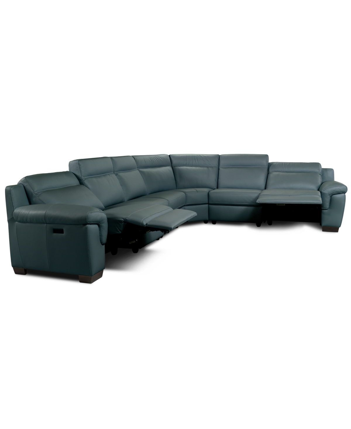 Macy's Julius Ii 6-pc. Leather L Sectional With 2 Power Recliners,  Exclusive In Blue