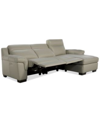 Julius II 3-Pc. Leather Chaise Sectional with 2 Power Recliners, Macy's Exclusive