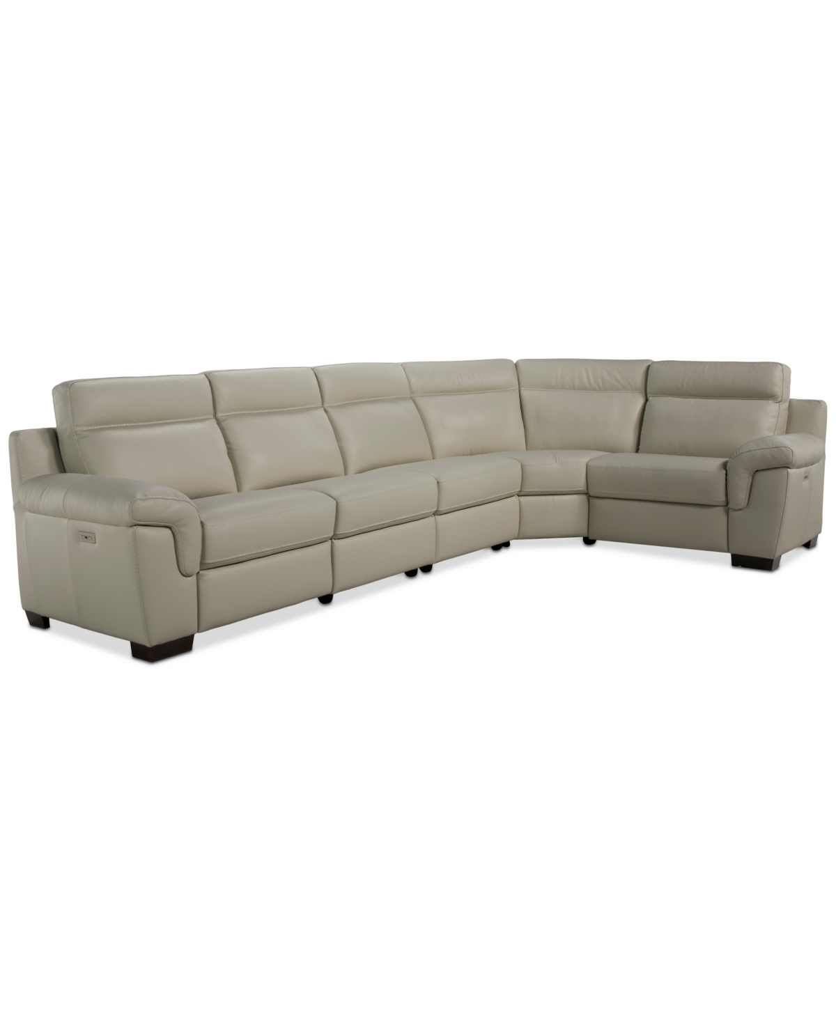 Macy's Julius Ii 5-pc. Leather L Sectional With 2 Power Recliners,  Exclusive In White