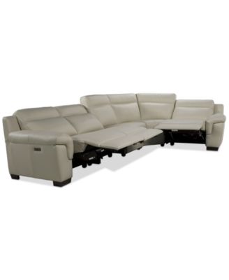 Julius II 5-Pc. Leather L Sectional with 3 Power Recliners, Macy's Exclusive