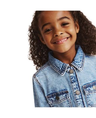 Little Girls Sasha Long Sleeve Denim Shirt Dress
