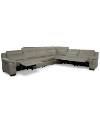 Julius II 6-Pc. Leather L Sectional with 3 Power Recliners, Macy's Exclusive