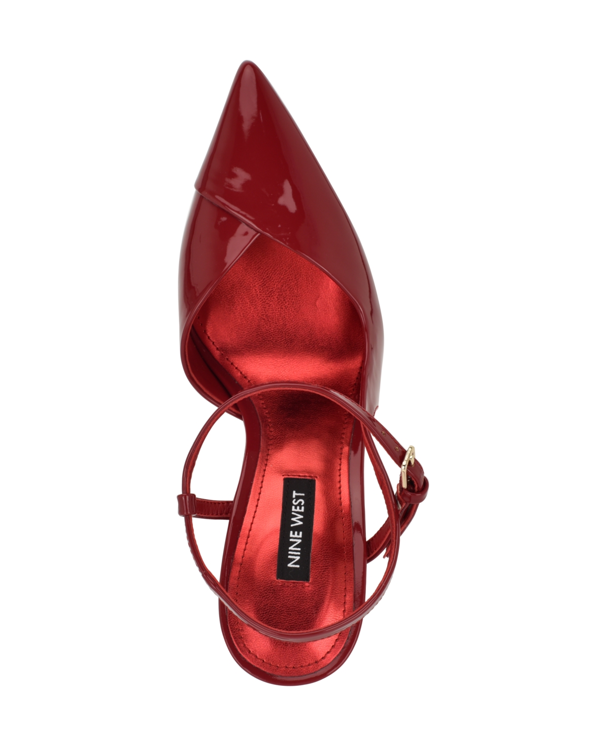 Nine West Franka Ankle Strap Pointed Toe Pump In Red