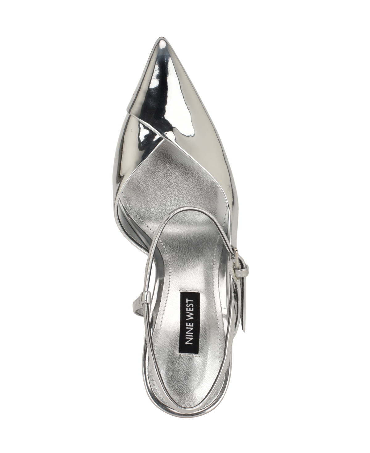 Nine West Franka Ankle Strap Pointed Toe Pump In Silver