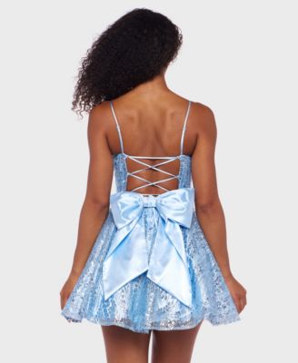 Juniors' Glitter Fit & Flare Dress