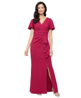 SL Fashions - Women's Short-Sleeve Surplice A-Line Dress