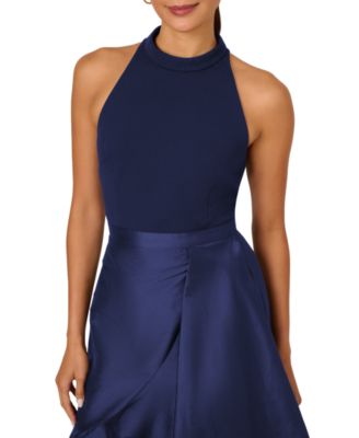 Adrianna Papell Women's Mixed-Media Ruffle-Trim Dress - Macy's