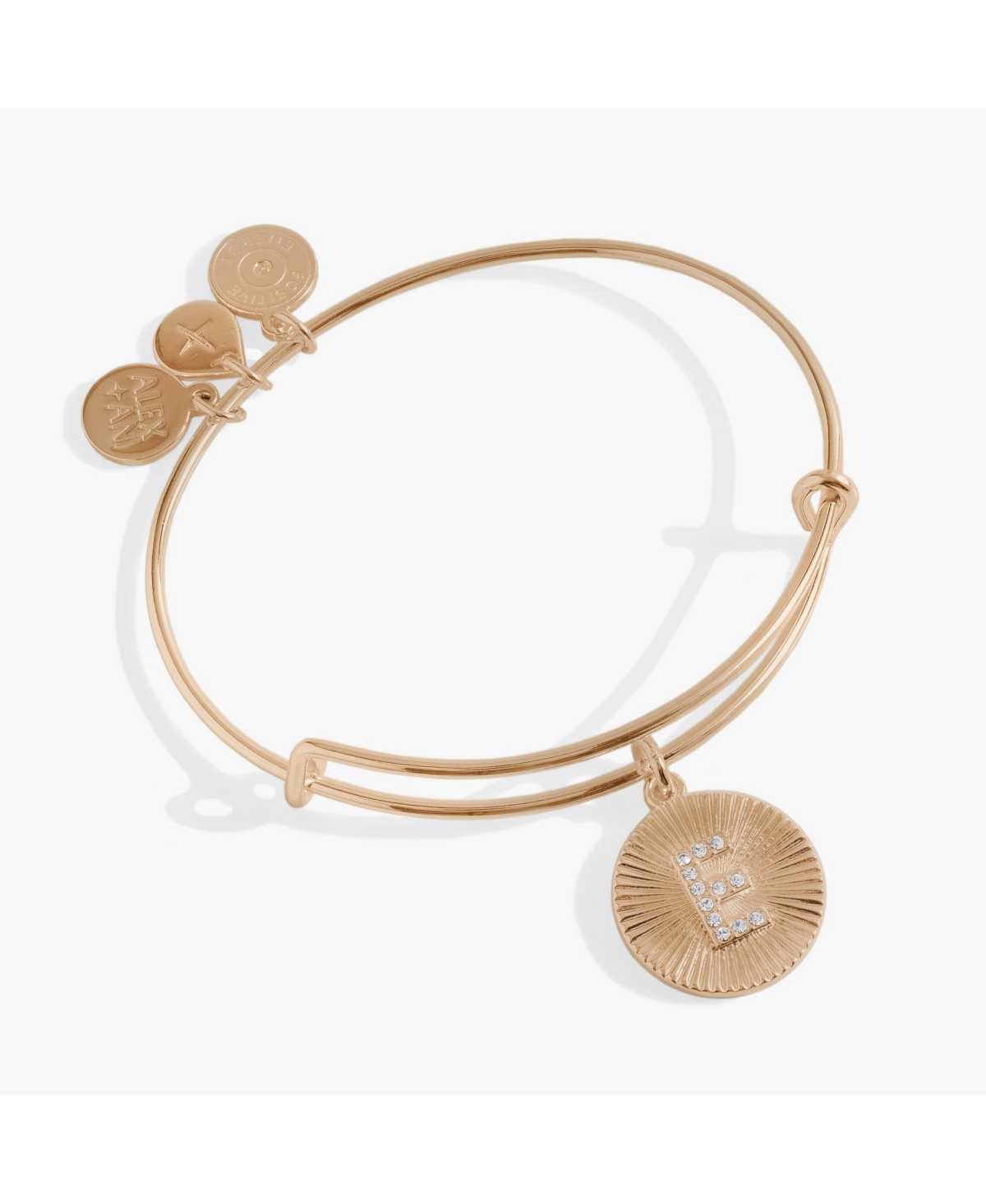 Pave Starburst Texture Initial Bangle Bracelet V - Gold