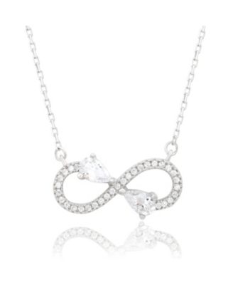 Suzy Levian Sterling Silver White Cubic Zirconia Infinity Multi Cut Necklace
