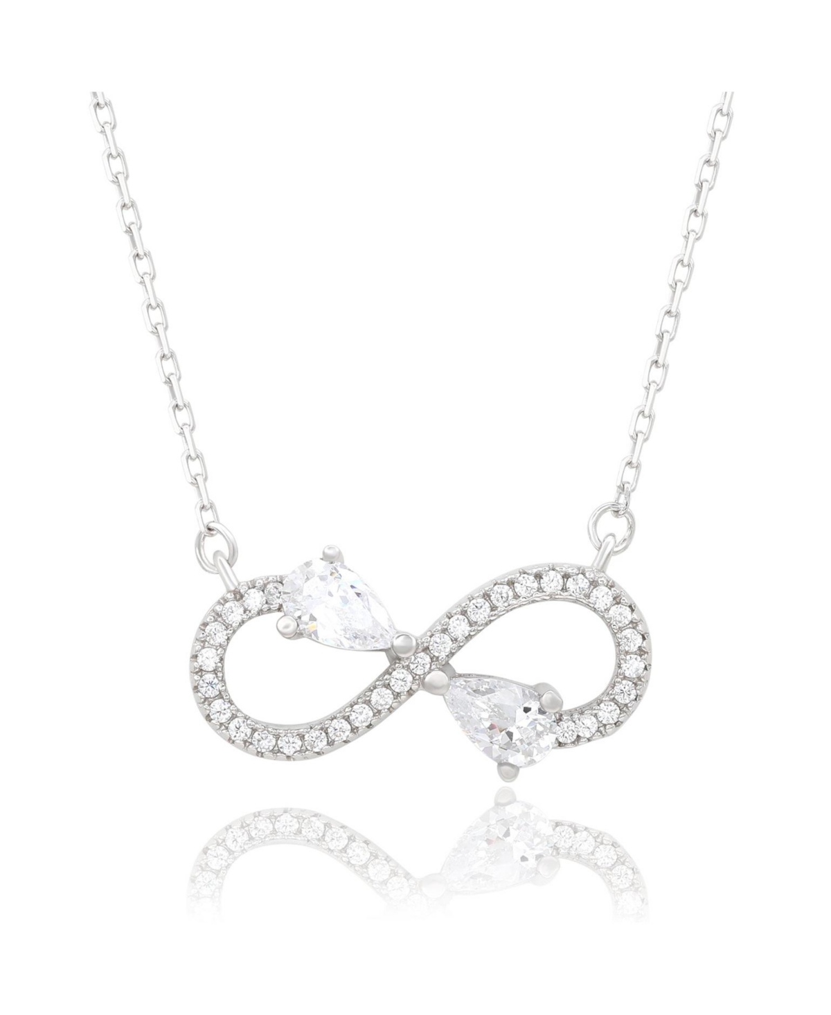 Suzy Levian Sterling Silver White Cubic Zirconia Infinity Multi-cut Necklace - White