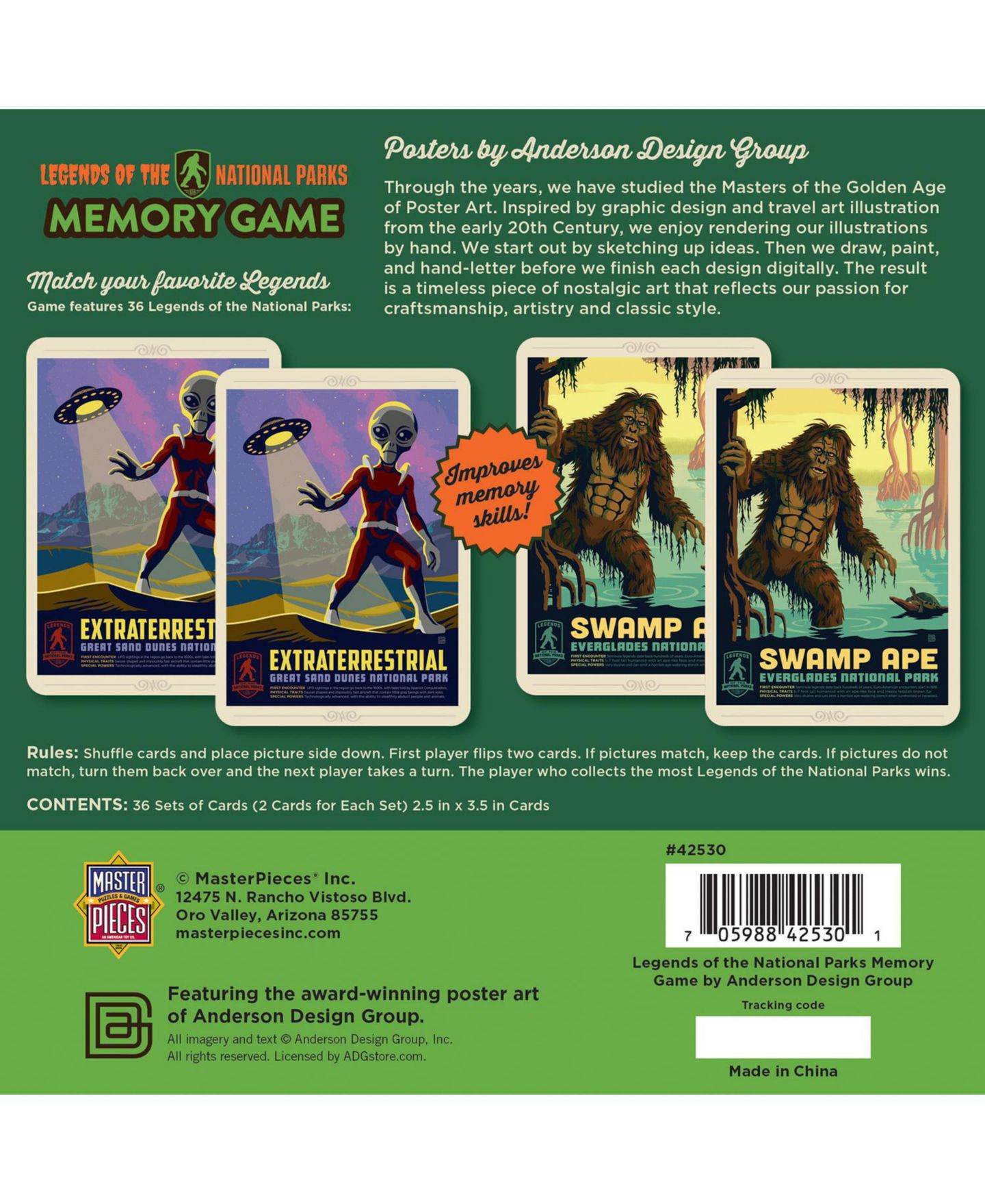 Детские игрушки MasterPieces Puzzles Masterpieces Legends of the National Parks Memory Game — фото 3