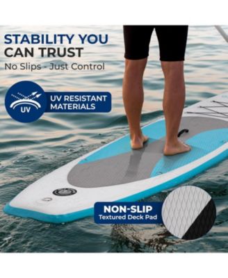 Free-Flow Welded Inflatable Stand-Up Paddle-Board with Double-Action Hand Pump, 3-Shaft Aluminum Paddle, Leash, Fin (Black)