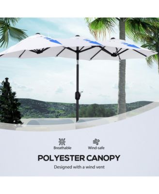Double-sided Patio Umbrella 9.5' Large Outdoor Market Umbrella with Push Button Tilt and Crank, 3 Air Vents and 12 Ribs