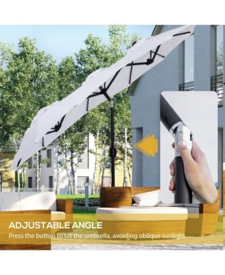 Double-sided Patio Umbrella 9.5' Large Outdoor Market Umbrella with Push Button Tilt and Crank, 3 Air Vents and 12 Ribs