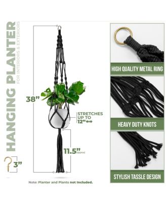 Macrame Plant Hanger - for Indoor & Outdoor Hanging - Cotton Rope, for Home, Patio, Garden