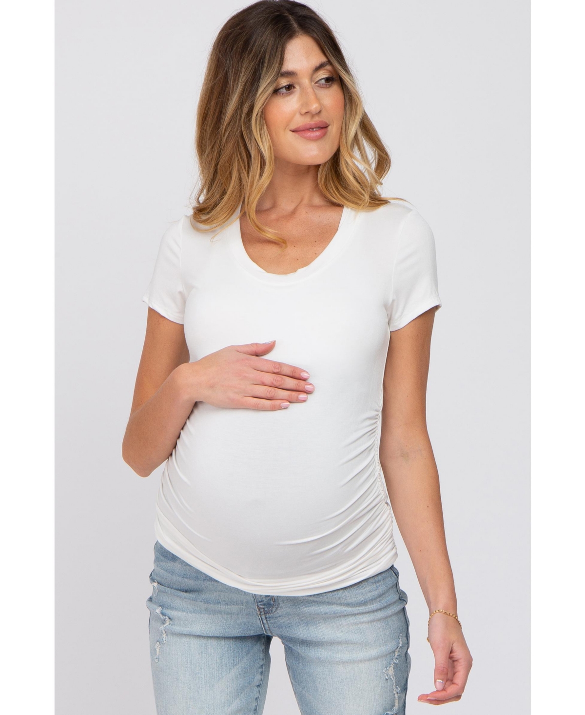 Maternity Dark Mauve Basic Short Sleeve Fitted Top - Mauve