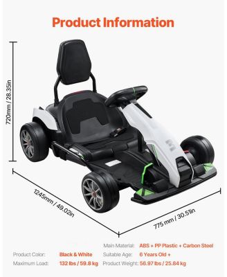 Electric Go Kart 24V Drift Go Cart for Kids 200W Strong Motor High Speed