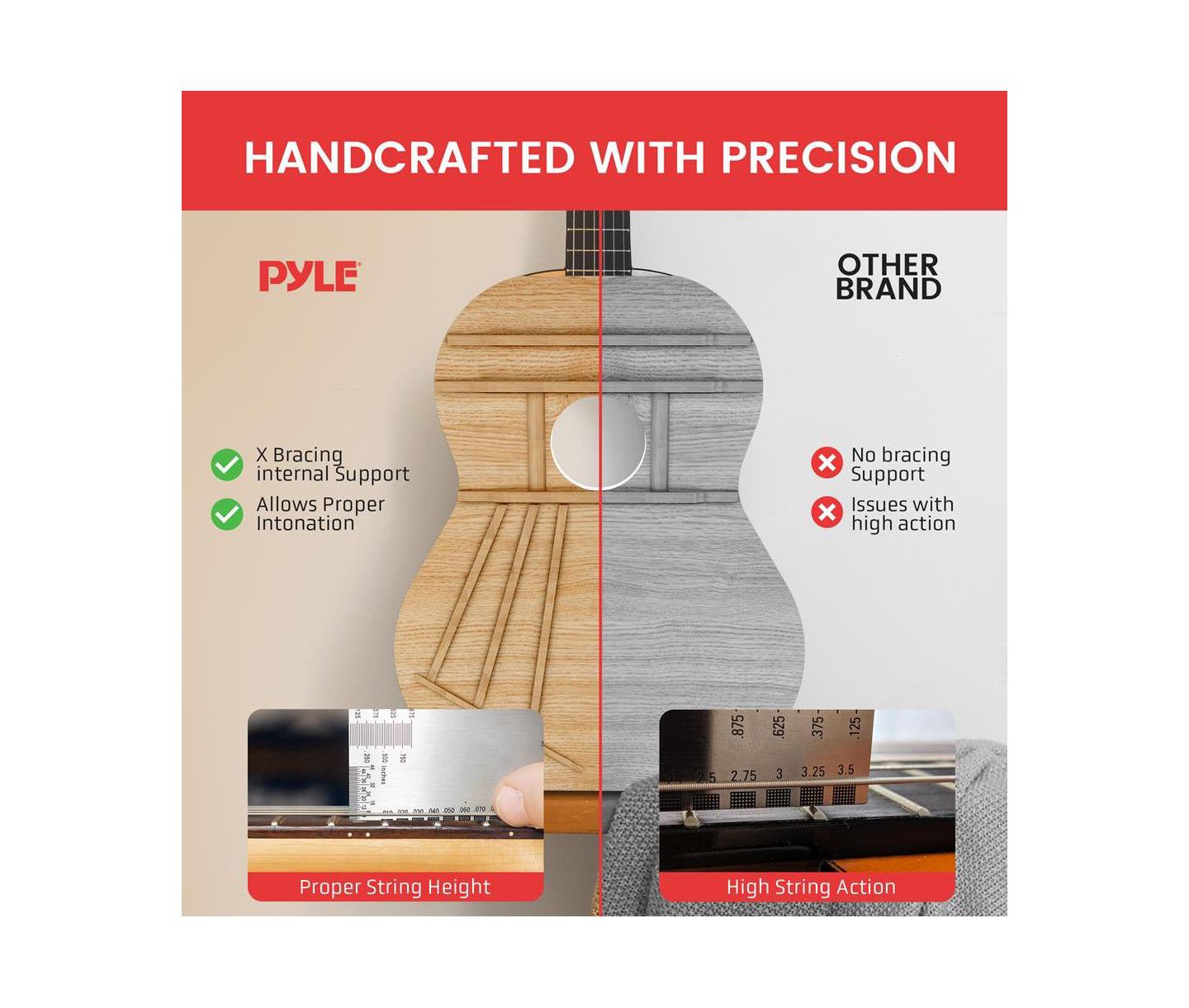 Детские игрушки Pyle 3/4 Scale Classical Guitar with Digital Tuner Nylon String Kit, Ages 5+ — фото 3