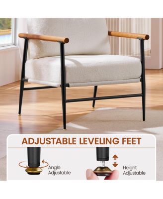   Standard Size   Boucle Upholstery  Mid-Century Style, Curved Backrest, Wooden Legs  Accent Chair