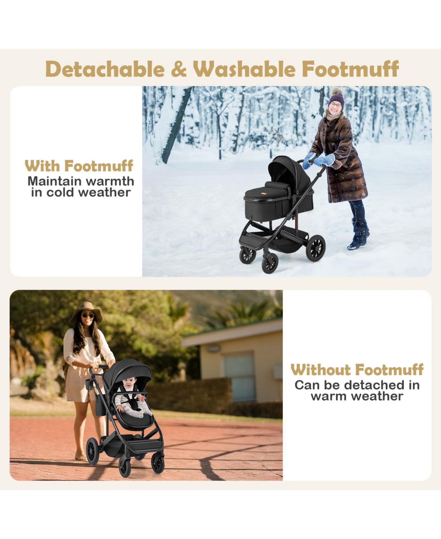 Toddler 3-in-1 Newborn Stroller Folding Convertible High Landscape Stroller