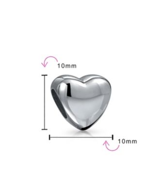 Set of 2 Simple Heart Bead Charm Sterling Silver for European Bracelet