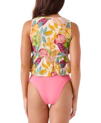 Juniors' Hot Tropics Tie-Front Tank Cover-Up