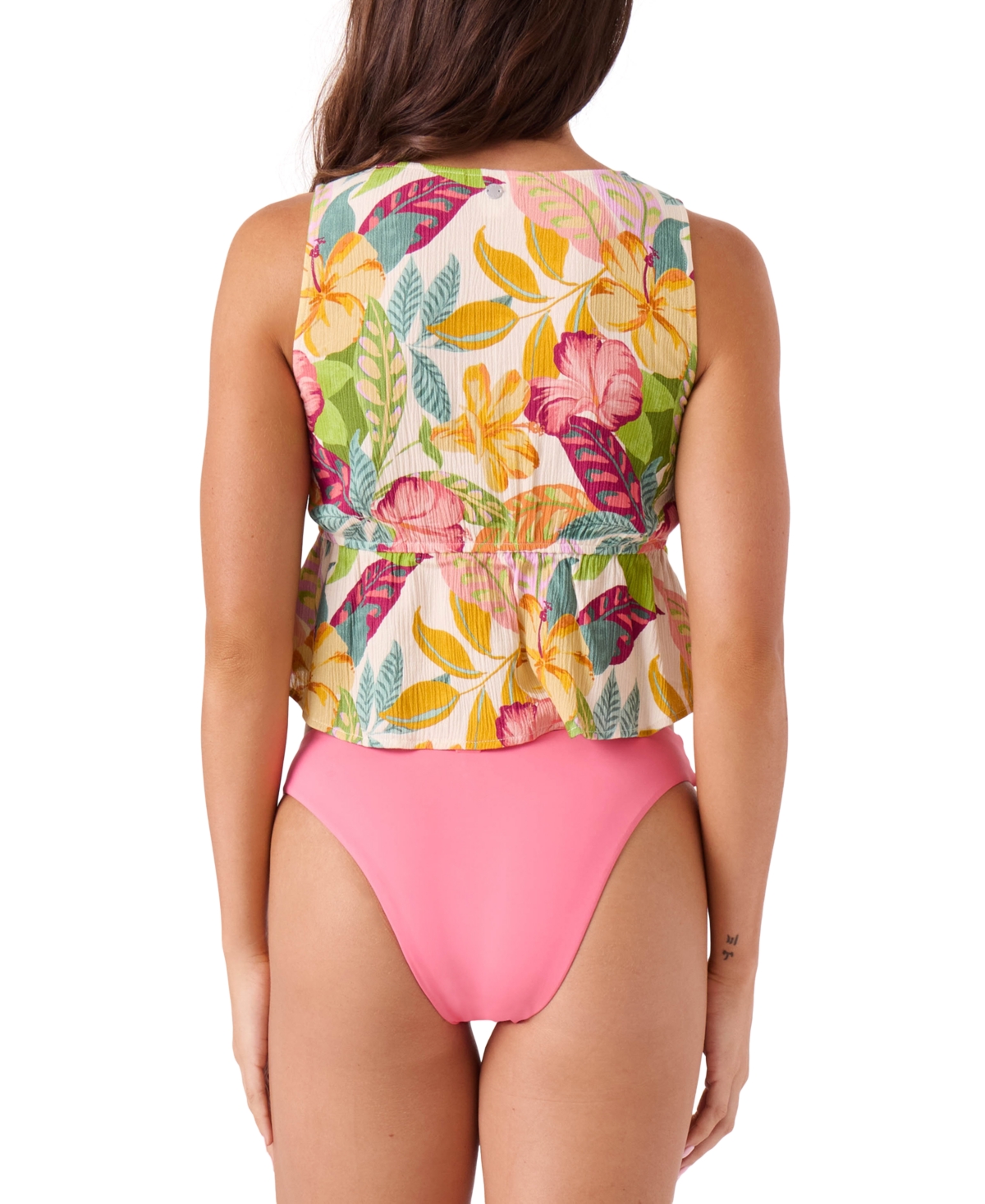 Roxy Juniors' Hot Tropics Tie-front Tank Cover-up In Multi