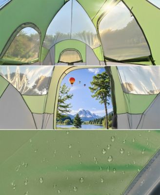 5-6 Person Family Camping Tent, Waterproof 2-Room Dome Tent with Divider Curtain, Panoramic Windows & Carry Bag