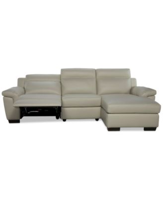 Julius II 3-Pc. Leather Chaise Sectional with 1 Power Recliner, Macy's Exclusive