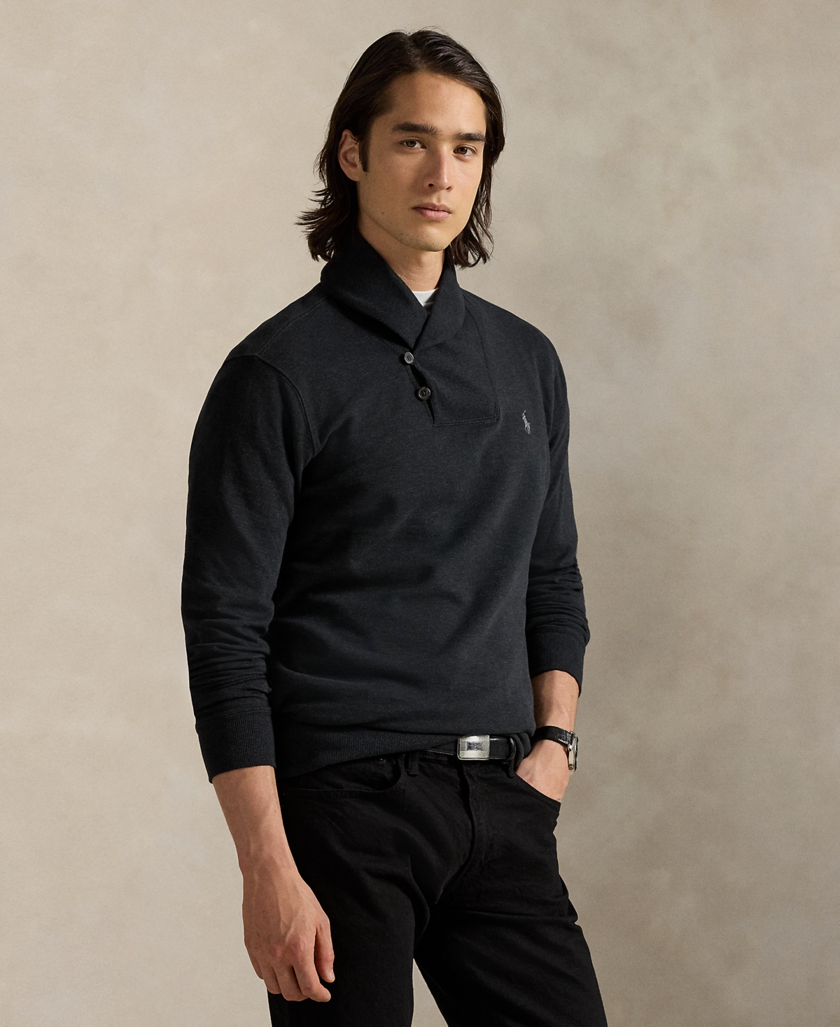 Polo Ralph Lauren Men's Luxury Jersey Shawl-collar Pullover In Black