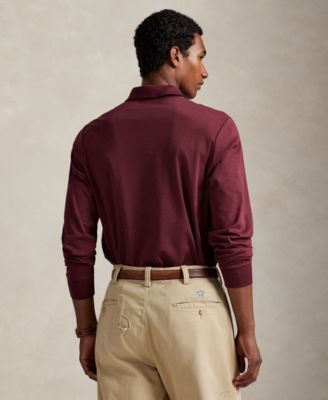Men's Classic-Fit Long Sleeve Soft Cotton Polo Shirt