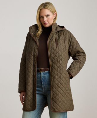 Lauren Ralph Lauren Plus Size Hooded Quilted Faux-Suede-Trim