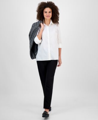 Button-Front Long-Sleeve Shirt, Regular & Petite 