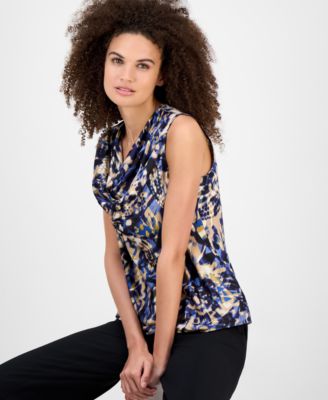 Women's Printed Cowl-Neck Tank