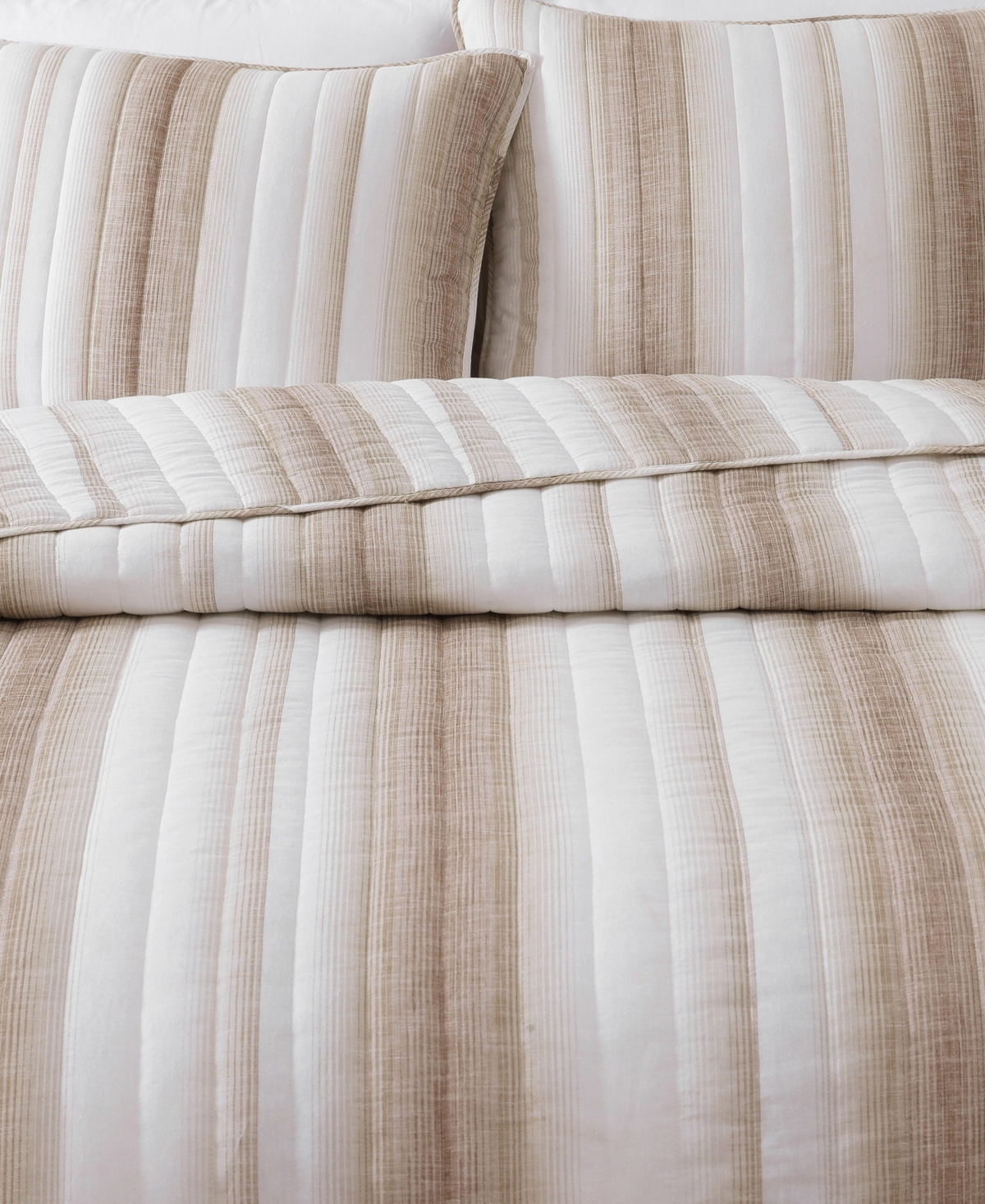 Tommy Bahama La Prisma Stripe Texture Cotton 3-pc. Quilt Set, Full/queen In Sand
