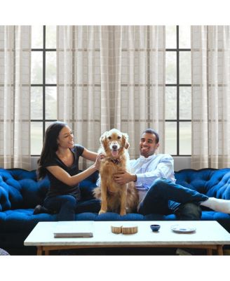 Twill Stripe Anti-Dust Linen Blend Sheer Curtain Panel