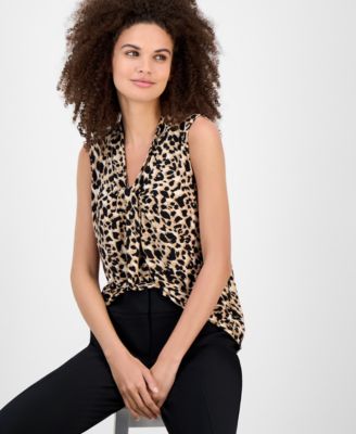 Women's Sleeveless Knot Front Jersey Top, Regular & Petite