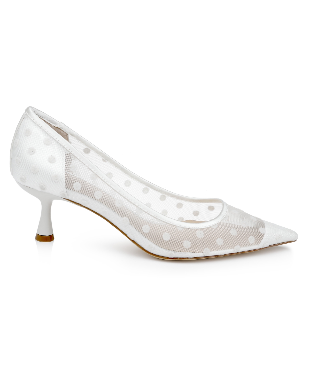 Jewel Badgley Mischka Elena Pointed Cap Toe Pump In White