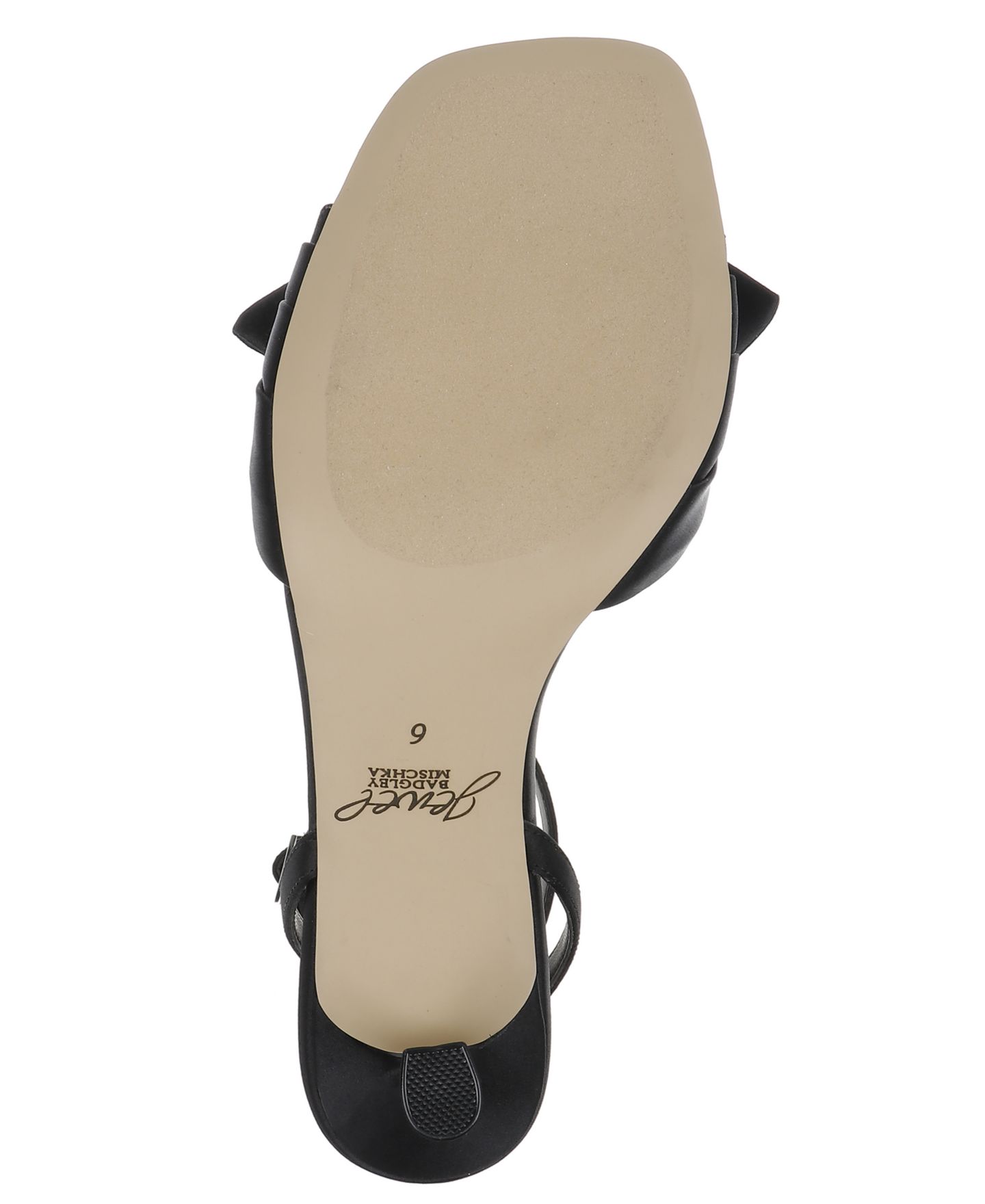 Женские сандалии Jewel Badgley Mischka Emeli Bow Square Toe, цвет: Чёрный атласный — фото 6