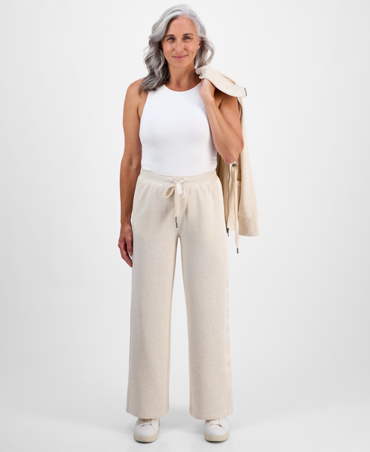 Style & Co Petite Cloud Fleece Sweatpants, Macy's Exclusive In Neutral