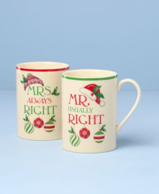 Mr. & Mrs. Holiday Mugs, Set of 2